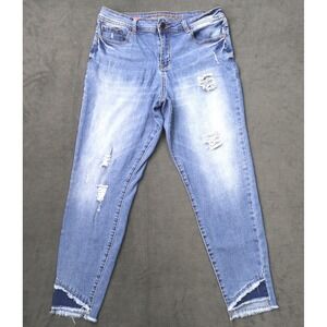 State of Independence Skinny Jeans Womens 13 Blue Excellent Distressed Step Hem